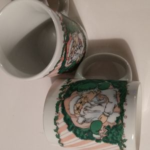 CHRISTMAS PAIR of VINTAGE 1988 Mrs Claus Kissing Santa MUGS